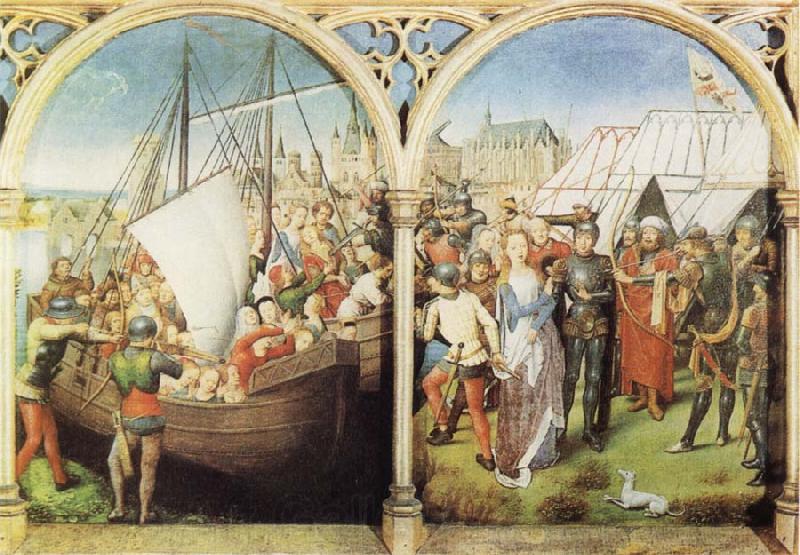 Hans Memling The Martyrdom of St Ursula's Companions and The Martyrdom of St Ursula Spain oil painting art